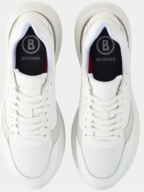 Bogner Paris White Leather & Mesh Women’s Sneakers Size 39/ 8.5 US -Brand New